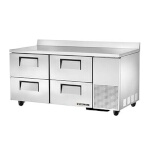 True TWT-67D-4-HC - Work Top Refrigerator, two-section, (4) drawers, stainless steel front